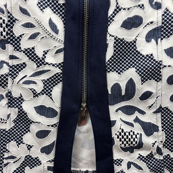 Kate and Lily Sleeveless Dress Double Zip Front Career Navy White Size 6 E173 - Picture 3 of 10